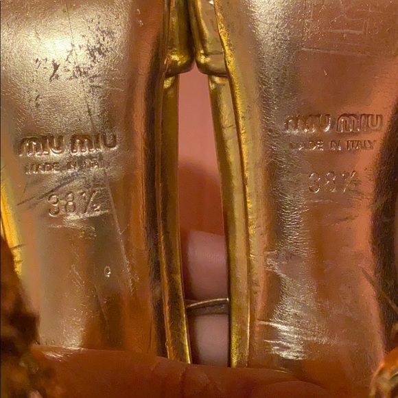 Miu Miu Gold Leather with Swarovski Jeweled Heel - Picture 5 of 5
